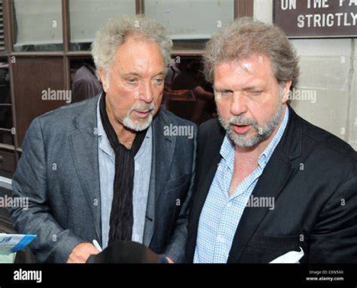 Tom Jones and his son Mark Woodward outside the BBC Radio One studios